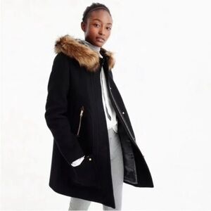 J. Crew Chateau Parka Stadium Cloth Nello Gori Coat Women’s Black Wool Size 2